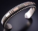 Preowned Silver & 14k Gold Navajo Handstamped Bracelet by Johnathon Nez 6F09J