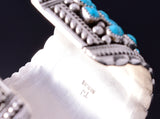 Silver & Natural Kingman Turquoise Navajo Cluster Bracelet by Tina James 4F23P
