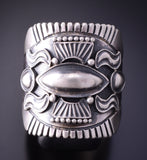 Size 11-3/4 Silver Navajo Handmade Concho Mens Ring by Derrick Gordon 4C31W