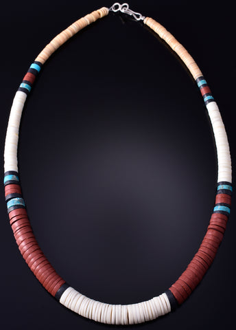 18" Santo Domingo Pueblo (Kewa) Turquoise Multistone Necklace Lupe Lovato 5G28E