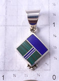 Vintage Silver & Lapis w/ Malachite Navajo Inlay Pendant by Ray Tracey 5H21J