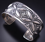 Silver Navajo Handstamped Concho Stars Bracelet by Roland Dixson 6D07A