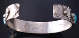 Vintage Silver & Turquoise Zuni Handmade Leaves Bracelet - Loyolita Othole 5K17M