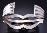 Preowned - Silver & Golden Hills Turquoise Navajo Handmade Sandcast Bracelet 6E14A