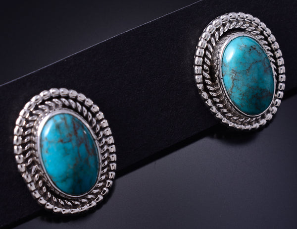 Silver & Turquoise Navajo Post Earrings by Rita Largo 5G18N