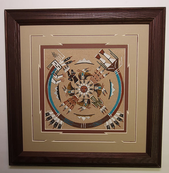Navajo Sandpainting by Glen Nez - Sun, 4 Bears and 4 Sacred Plants 5J08F