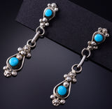 Silver & Turquoise Zuni Handmade Earrings by Verdi Booqua 5G16L