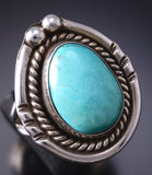 Vintage Size 10-1/4 Silver & Turquoise Navajo Handmade Ring 6D28U