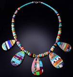 22" Turquoise & Multistone Santo Domingo Handmade Necklace by Mary Tafoya 6F22S