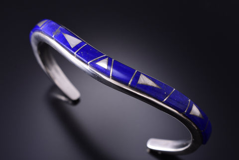 Silver & Lapis Navajo Inlay Sweater Bracelet by TSF 3L13N