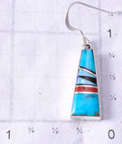 Silver & Turquoise Multistone Navajo Inlay Earrings by James Manygoats 6D07J