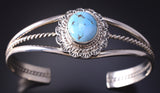 Silver & Golden Hills Turquoise Navajo Handmade Bracelet Thomas Francisco 5J18T