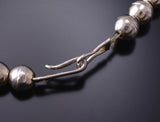 Vintage Silver & Gaspeite Navajo Squash Blossom Necklace signed KA 6G29P