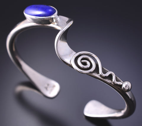 Silver & Lapis Navajo Handmade With a Twist Bracelet by JH 4K10M