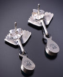 Silver & Turquoise Navajo Fan Earrings by Marie Bahe 6D07S