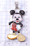 Silver & Coral Multistone Zuni Inlay Mickey Mouse Pendant by Don Dewa 3F12M