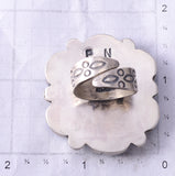 Adjustable Silver & Golden Hills Turquoise Navajo Coin Ring - Penny Nathan 5K22L