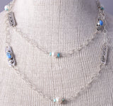 Silver & Golden Hills Turquoise Fresh Pearl Navajo Necklace by Erick Begay 5H03P