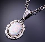 Silver & Opal Navajo Handmade Pendant by Samuel Yellowhair 3D06O