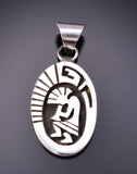 Silver Navajo Handmade Kokopelli Design Pendant by Calvin Peterson 3G05H