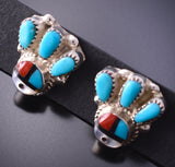 Silver & Turquoise Multistone Zuni Sunface Earrings by Emerson Vallo 4A25L