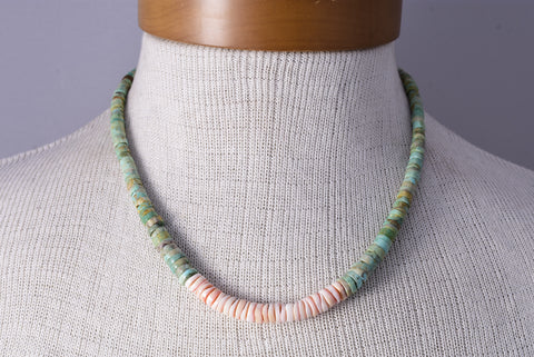 19" Santo Domingo Pueblo (Kewa) Turquoise Multistone Necklace by Randy Garcia - 5H25M
