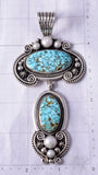 Silver & Blue Moon Nevada Turquoise Navajo Pendant by Erick Begay 5H03U
