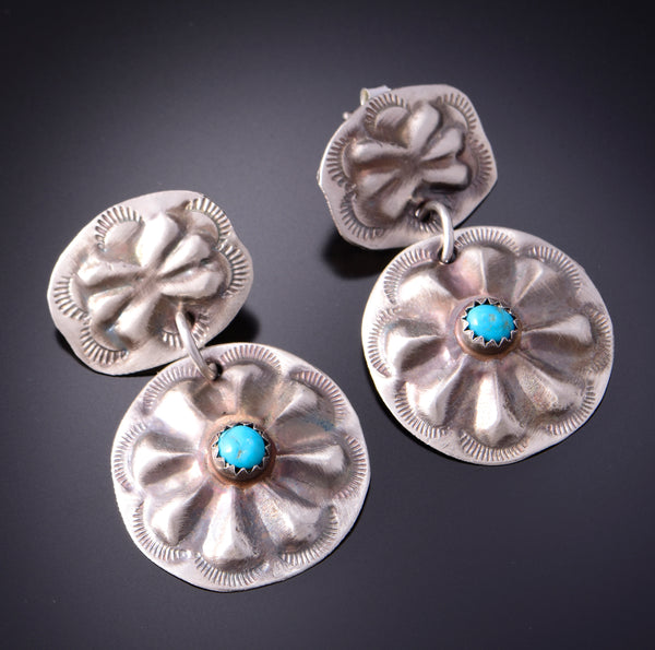 Silver & Turquoise Navajo Conchos Earrings by Joan Begay 3B10B