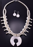 Silver & Turquoise Navajo Necklace & Earring Set by Milton James 4F04F