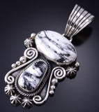 Silver & White Buffalo Turquoise Navajo Pendant by Erick Begay 6C01U