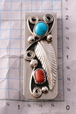 Handmade Turquoise and Coral Navajo Money Clips 3M05A