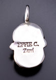 Silver & Turquoise w/ Coral Snake Eyes Zuni Pendant by Effie Calavaza 6G29G