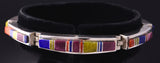 Silver Multistone Navajo Inlay Link Bracelet 3F10E