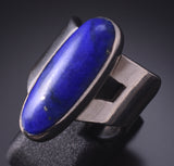 Vintage Silver & Lapis Navajo Handmade Adjustable Ring by Allison Lee 5B19L