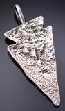 Silver Navajo Tufacast Arrowhead Pendant by Ravis Henry 6H06E