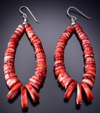 Handcarved Spiny Oyster Shell Navajo Jacla Earrings 6H25E