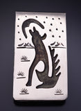 Silver Navajo Handmade Howling Wolf Money Clip by Ralph Bia Sr. 5B14P