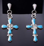 Silver & Opal Turquoise Zuni Cross Earrings by Bryce Vacit 6J32C