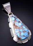 Silver & Golden Hills Turquoise Navajo Handmade Pendant by Rick Tolino 5L13T