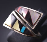 Adjustable Silver & Turquoise Multistone Zuni Inlay Wrap Ring Tammie Qualo 5L10N