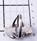 Size 9 Four Coral Silver Feather Ring - Traditional Navajo 6J30K