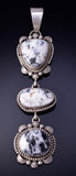 Silver & White Buffalo Turquoise Navajo Long Pendant by Eli Skeets - 4L20K