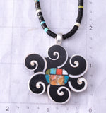Santo Domingo Pueblo (Kewa) Multistone Flower Necklace by Mary Tafoya 6H31Y
