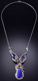 Vintage Silver & Lapis Navajo Necklace by Les Baker and Jim Spence 6F22Y
