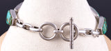 Vintage Silver & Turquoise Navajo Inlay Link Bracelet 5L17E
