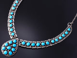 Vintage Silver & Turquoise Navajo Necklace stamped FA 5G28K