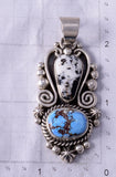 Silver & Golden Hills Turquoise White Buffalo Navajo Pendant - Erick Begay 5H03H