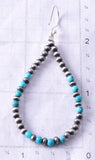 Silver & Cloud Mountain Turquoise Navajo Pearl Loop Earrings 6F17P