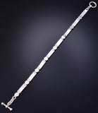 Vintage Silver Sugilite & Opal Navajo Inlay Link Bracelet 5L17N