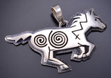 Silver Hopi Overlay Running Free Horse Pendant by Gerald Lomaventema 6G29L